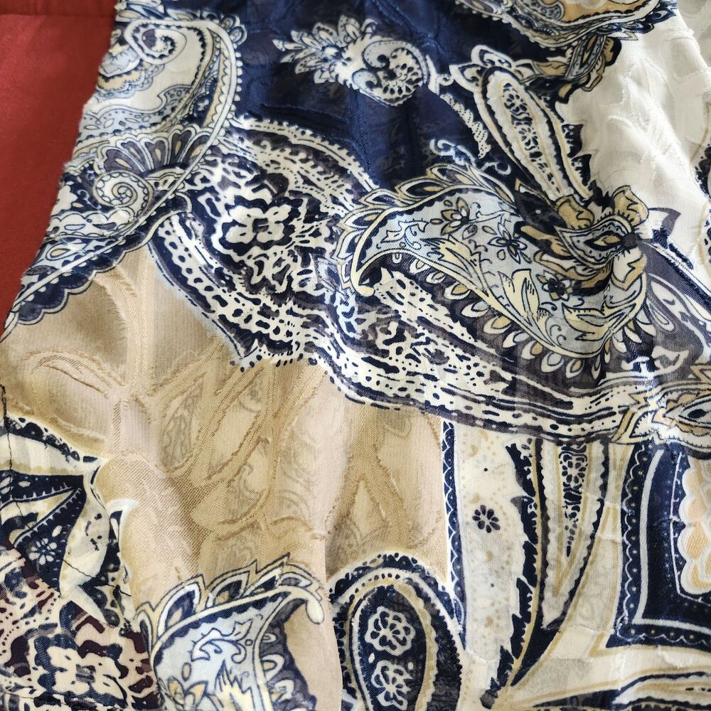 Allison Daley Sheer Paisley Blouse Womens 24W Long Sleeve Button Up Top - Picture 11 of 13